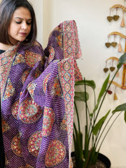 Purple Chinon Dupatta with Aari Embroidery