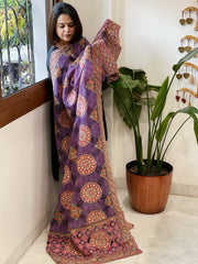 Purple Chinon Dupatta with Aari Embroidery