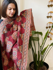 Maroon Chinon Dupatta with Aari Embroidery