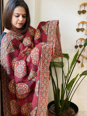 Maroon Chinon Dupatta with Aari Embroidery