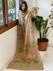 Dusty Green Chinon Dupatta with Aari Embroidery