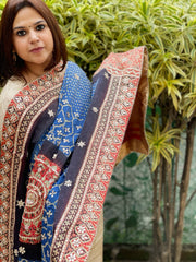 Blue Bandhani, Ajrakh Dupatta with Gotapatti Handwork in Gajji Silk