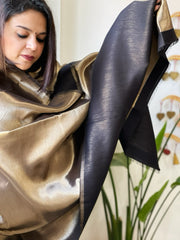 Black Zari Reversible Woollen Shawl