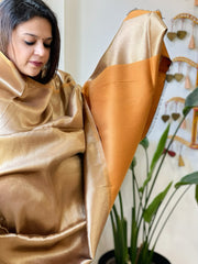 Orange Zari Reversible Woollen Shawl