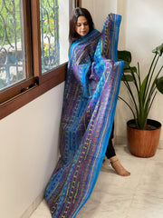 Dark Blue Handmade Kantha Dupatta in Silk