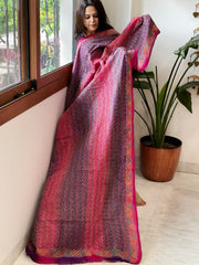 Purple, Pink Handmade Kantha Dupatta in Silk