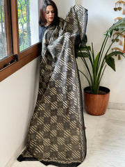 Black Handmade Kantha Dupatta in Silk