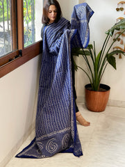 Blue Handmade Kantha Dupatta in Silk