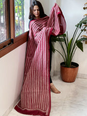 Maroon Handmade Kantha Dupatta in Silk