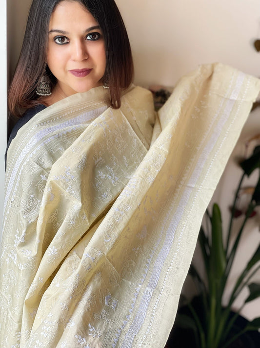 Nakshi Kantha Dupatta in Pure Tussar Silk