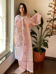 Organza Dupatta with cross-stitch embroidery