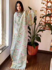 Organza Dupatta with cross-stitch embroidery