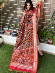 Printed Kalamkari with Patola Pallu Dupatta in Fine Art Silk