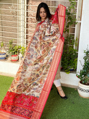 Printed Kalamkari with Patola Pallu Dupatta in Fine Art Silk