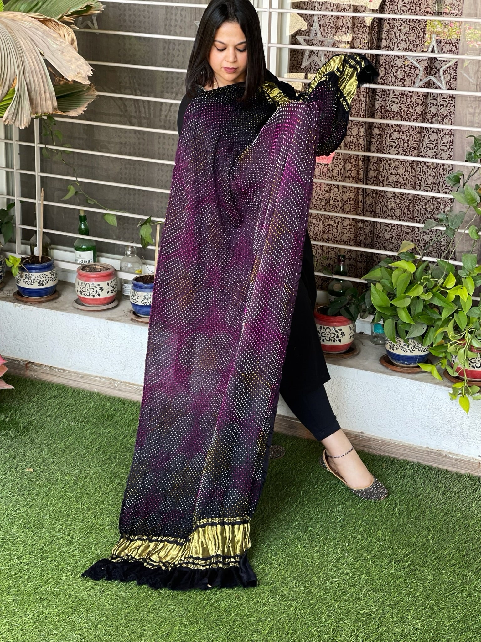Rai Bandhej Dupatta in Pure Gajji Silk