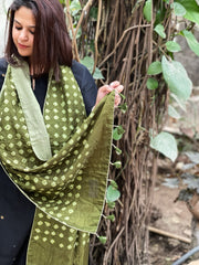Ajrakh Handblock Printed Silk - Woollen Stole - Masakalee