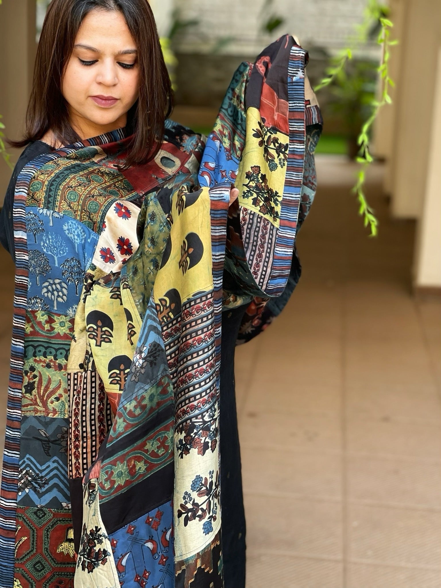 Ajrakh Patchwork Dupatta in Modal Silk - Masakalee