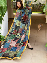 Ajrakh Patchwork Dupatta in Modal Silk - Masakalee