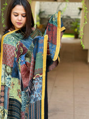 Ajrakh Patchwork Dupatta in Modal Silk - Masakalee
