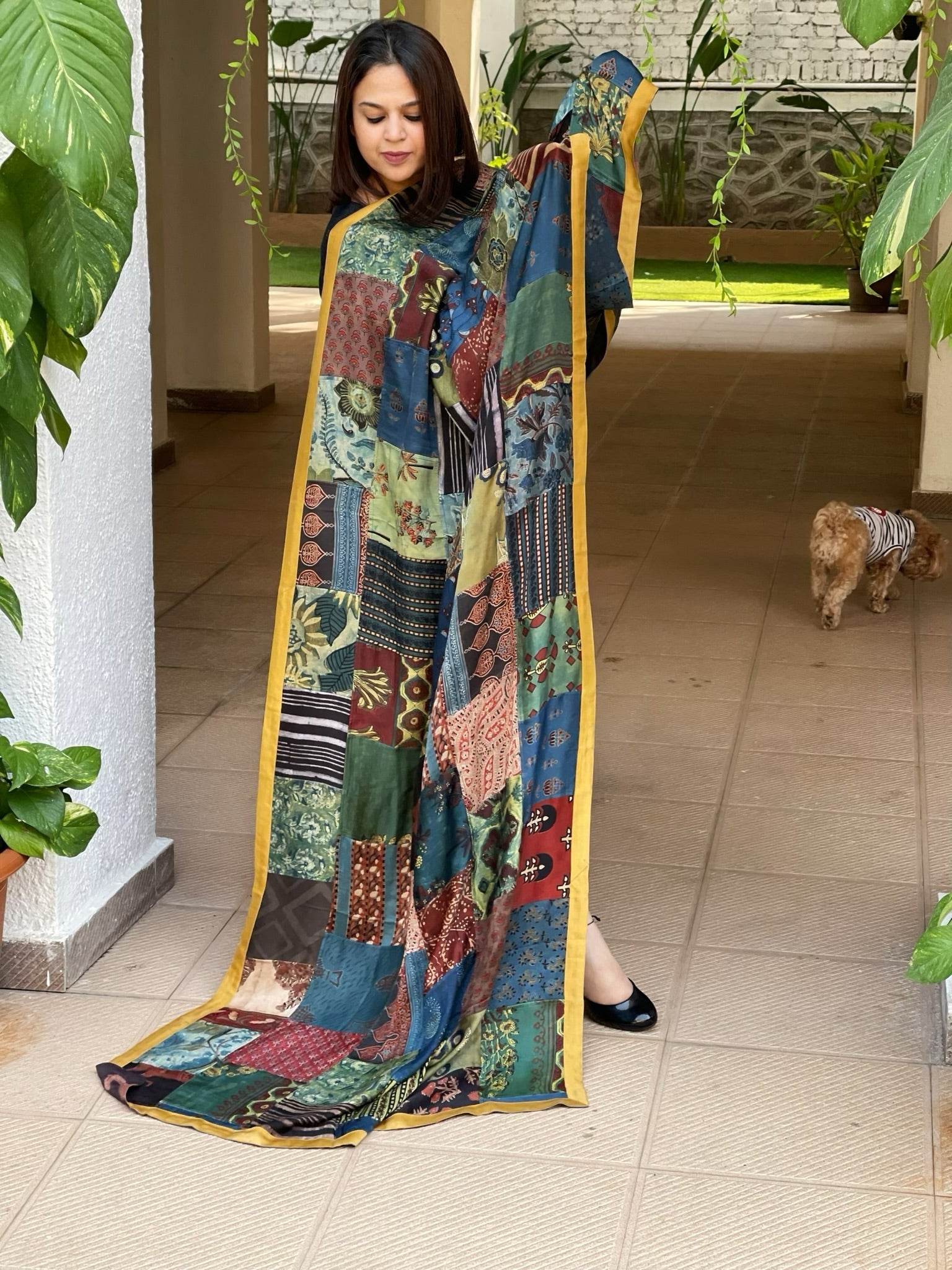 Ajrakh Patchwork Dupatta in Modal Silk - Masakalee