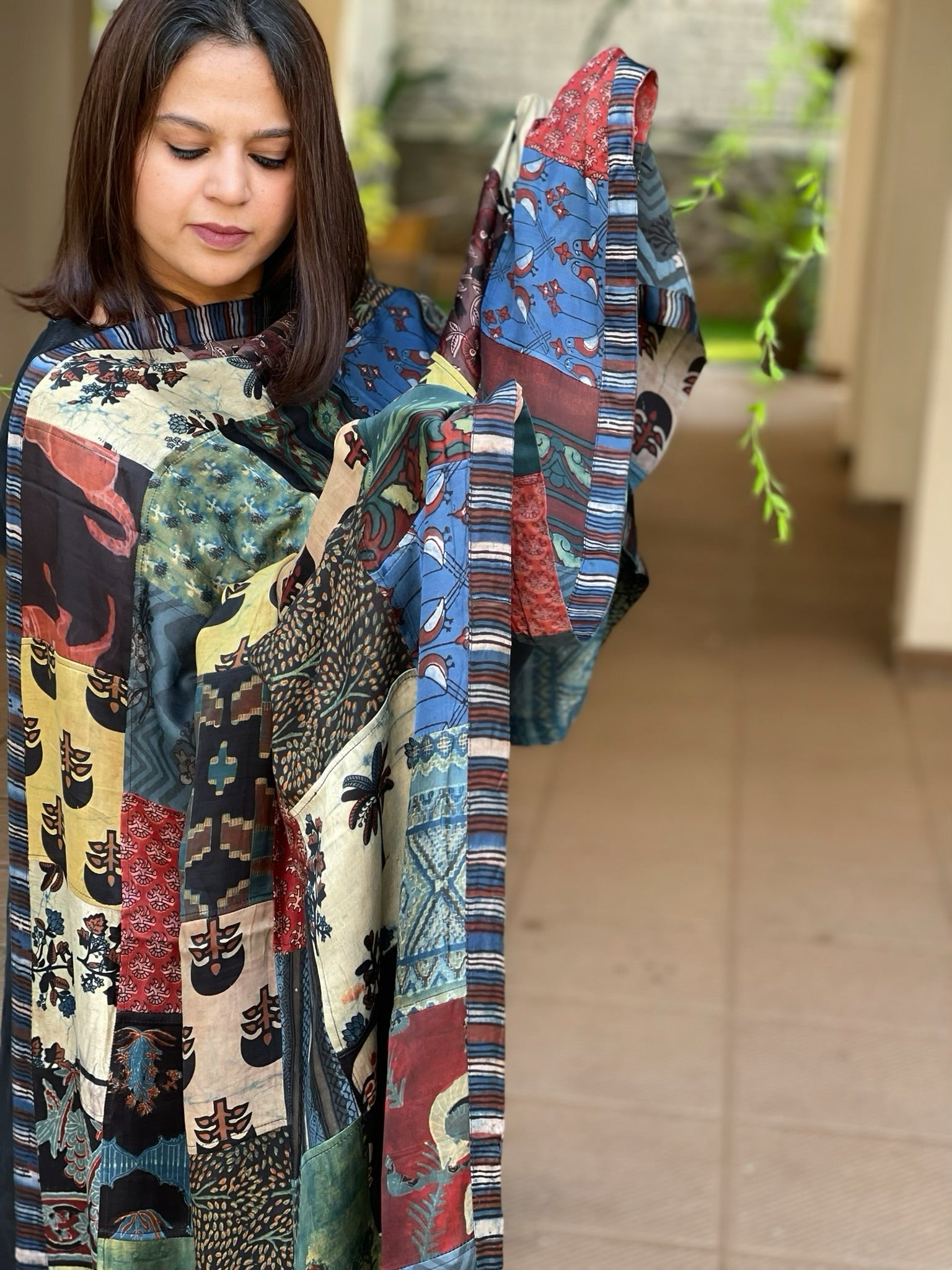 Ajrakh Patchwork Dupatta in Modal Silk - Masakalee