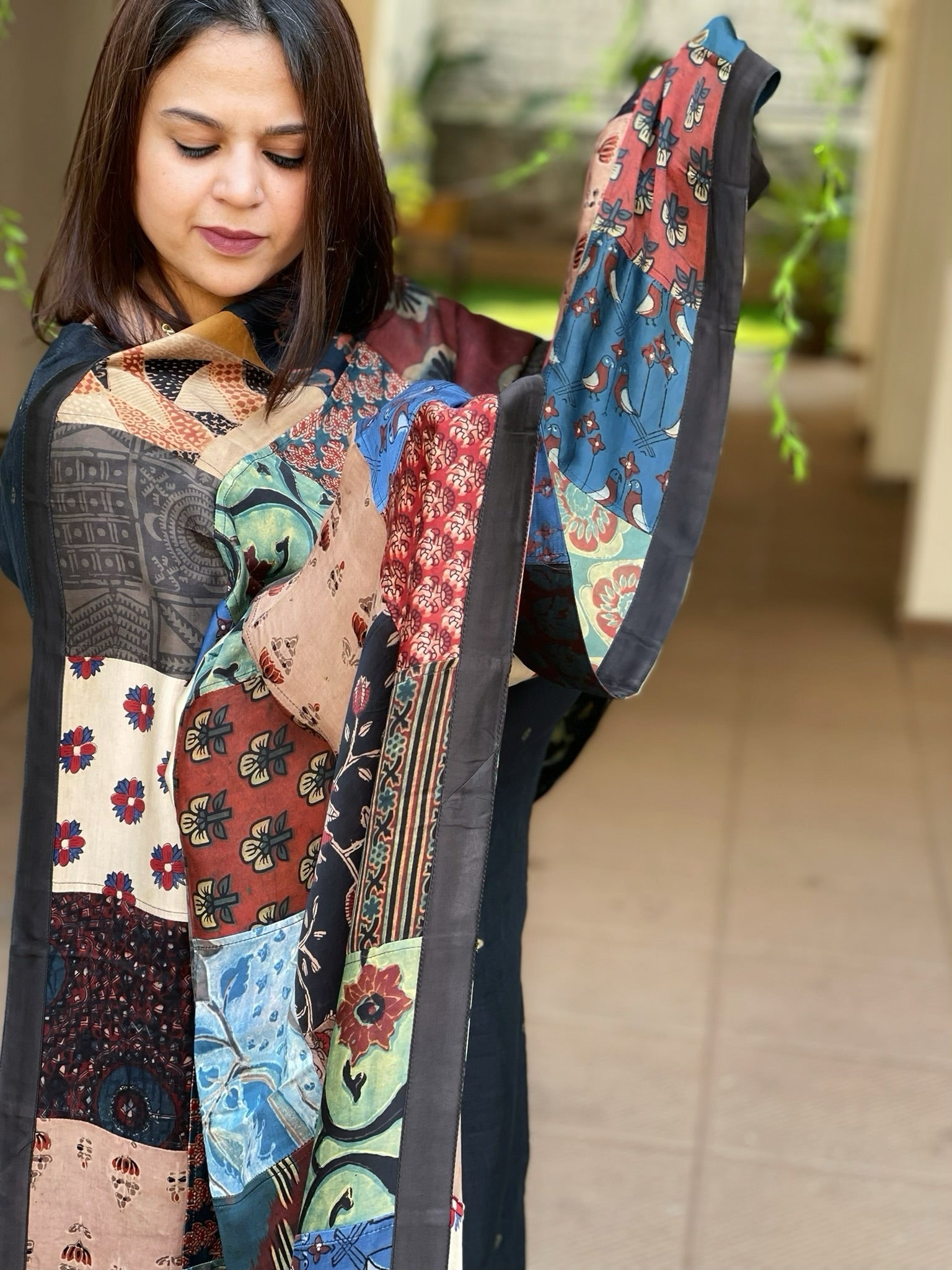 Ajrakh Patchwork Dupatta in Modal Silk - Masakalee