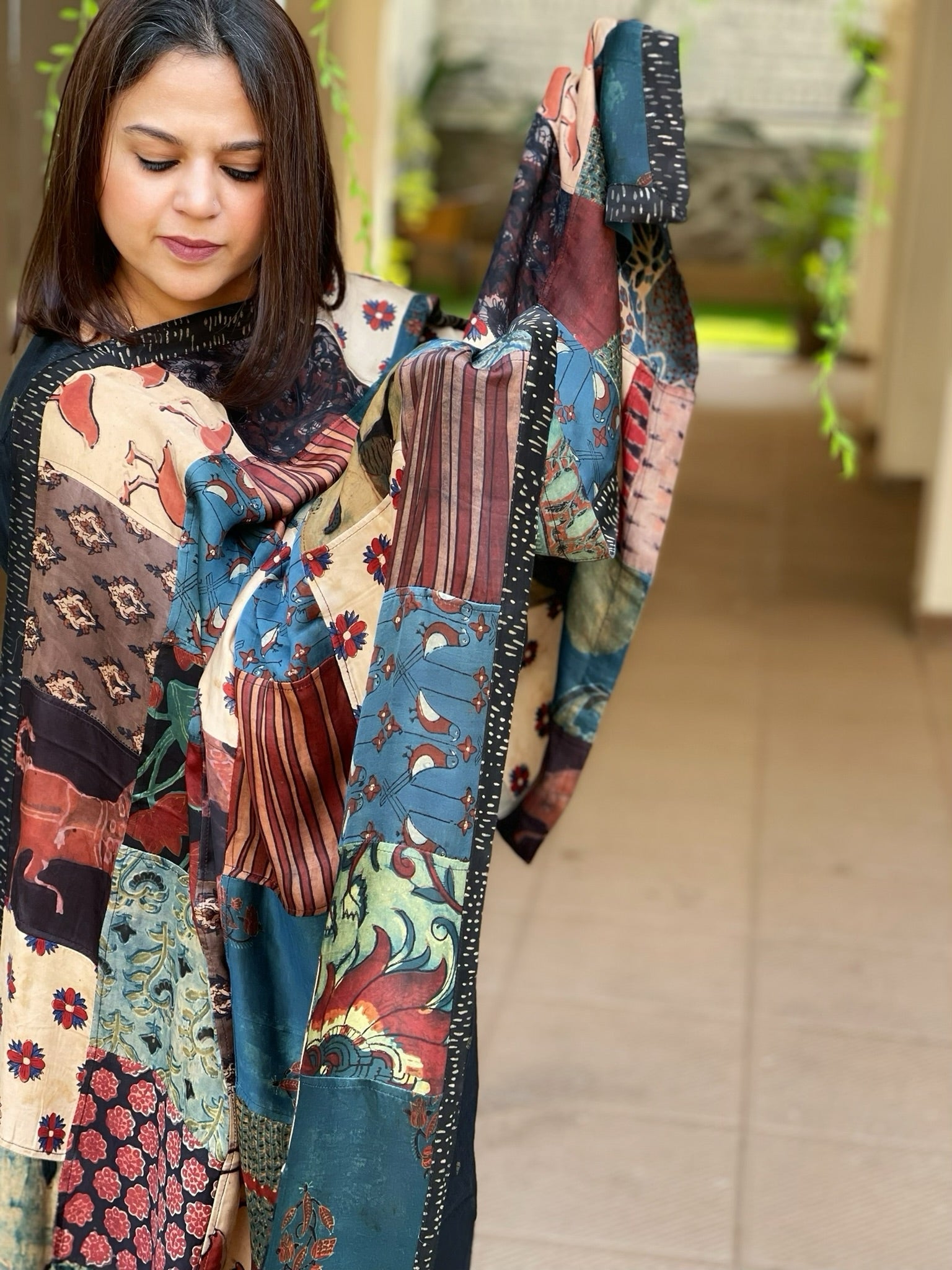 Ajrakh Patchwork Dupatta in Modal Silk - Masakalee