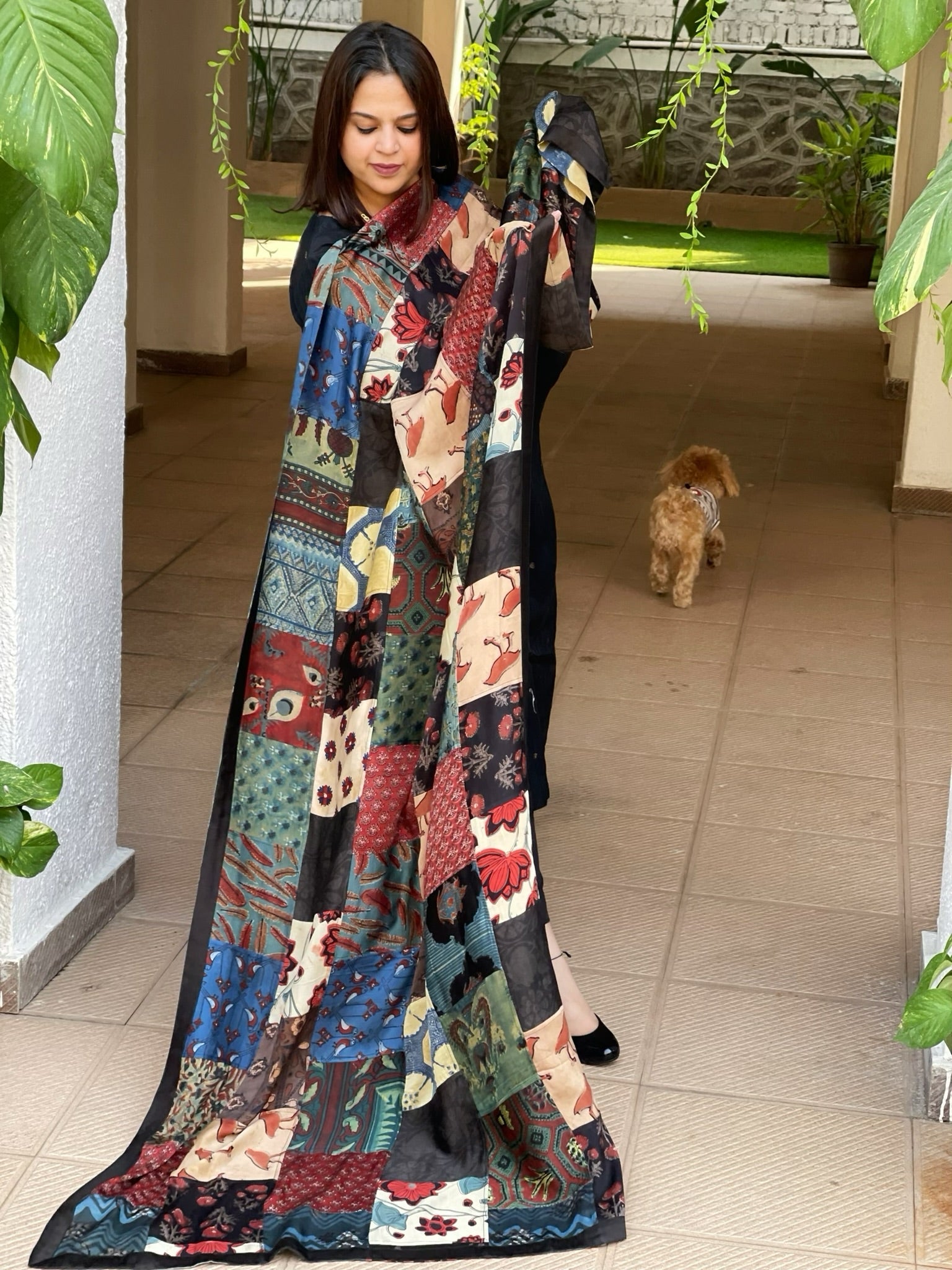 Ajrakh Patchwork Dupatta in Modal Silk - Masakalee