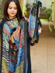 Ajrakh Patchwork Dupatta in Modal Silk - Masakalee