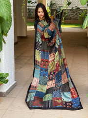 Ajrakh Patchwork Dupatta in Modal Silk - Masakalee