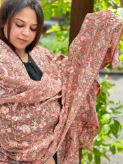 Antique Rose Parsi Gara Embroidery Dupatta in Georgette - Masakalee