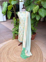 Aqua Blue Handwoven Khaddi 3 - Piece Suit Set in Pure Georgette - Masakalee