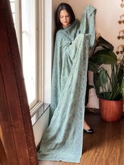 Aqua Green Hand Embroidered Dupatta in Georgette - Masakalee