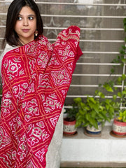 Bandhani Dupatta with Gotapatti Handwork with Zari Pallu in Pure Silk - Masakalee