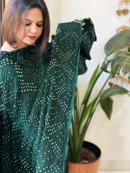 Bandhani Dupatta with Zari Pallu in Modal Silk - Masakalee