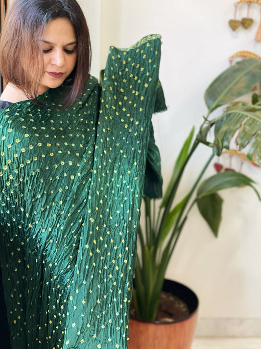 Bandhani Dupatta with Zari Pallu in Modal Silk - Masakalee