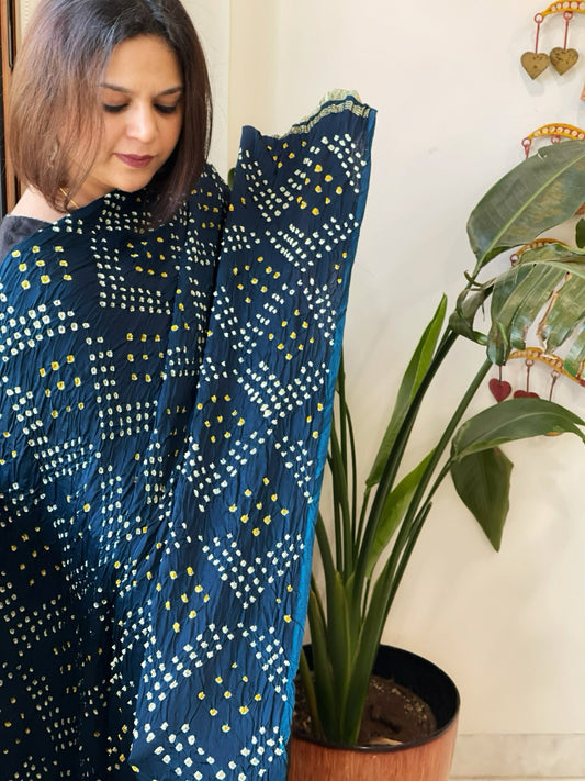 Bandhani Dupatta with Zari Pallu in Modal Silk - Masakalee