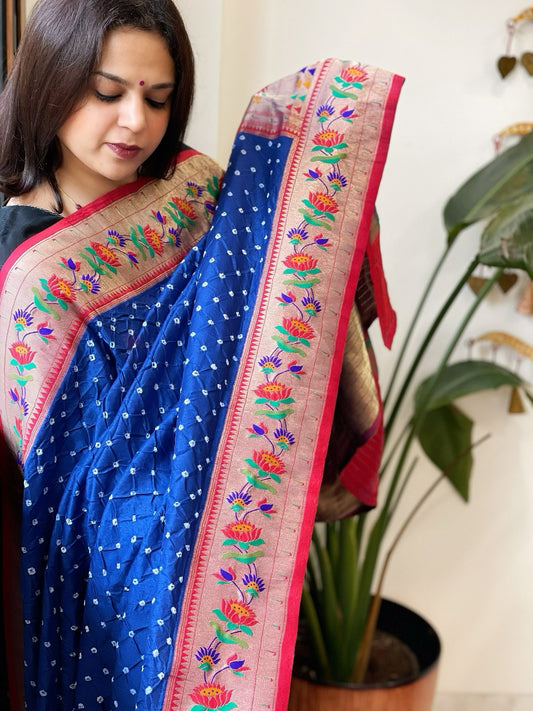 Bandhani with Woven Paithani Dupatta in Fine Blended Silk - Masakalee