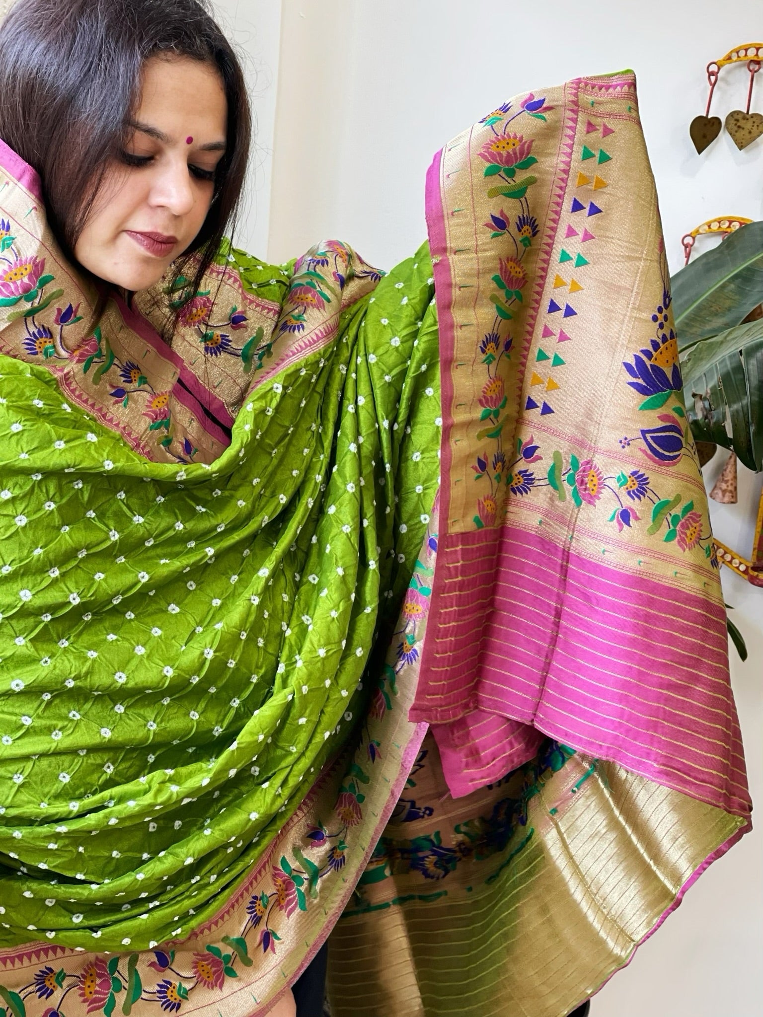 Bandhani with Woven Paithani Dupatta in Fine Blended Silk - Masakalee