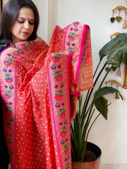 Bandhani with Woven Paithani Dupatta in Fine Blended Silk - Masakalee