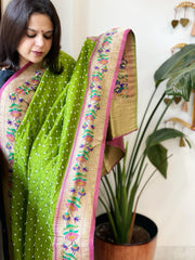 Bandhani with Woven Paithani Dupatta in Fine Blended Silk - Masakalee