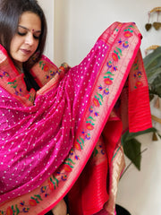 Bandhani with Woven Paithani Dupatta in Fine Blended Silk - Masakalee
