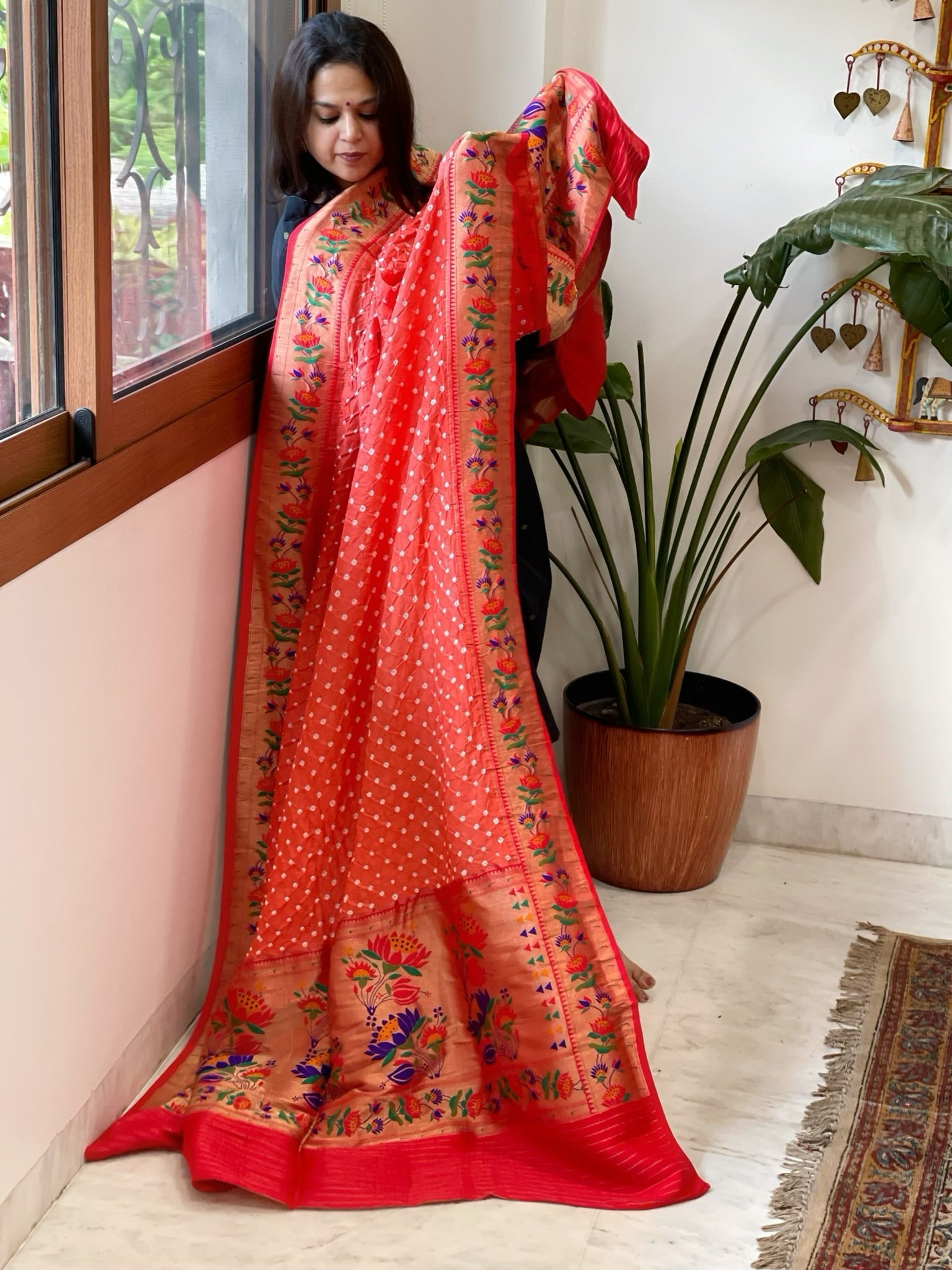Bandhani with Woven Paithani Dupatta in Fine Blended Silk - Masakalee