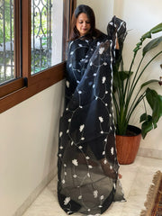 Black Applique handwork Dupatta in Kota Cotton - Masakalee