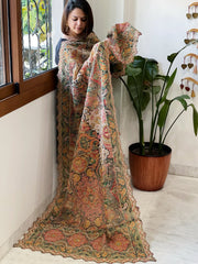 Black Chinon Dupatta with Aari Embroidery - Masakalee