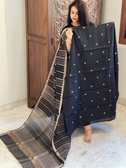 Black Designer Banarasi Suit Set in Pure Silk - Masakalee