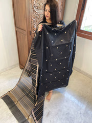 Black Designer Banarasi Suit Set in Pure Silk - Masakalee