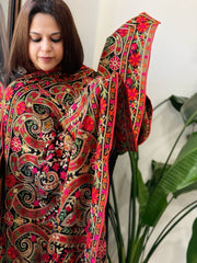 Black Kashmiri Aari Embroidery dupatta in Georgette - Masakalee