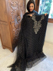 Black Suit Set with Mukaish Badla Handwork in Pure Organza - Masakalee
