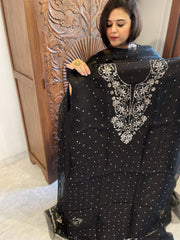 Black Suit Set with Mukaish Badla Handwork in Pure Organza - Masakalee